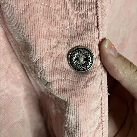Vintage Corduroy Heart Quilted Jacket Feminine Coquette Chore Jacket Pink 14 - Picture 4 of 7